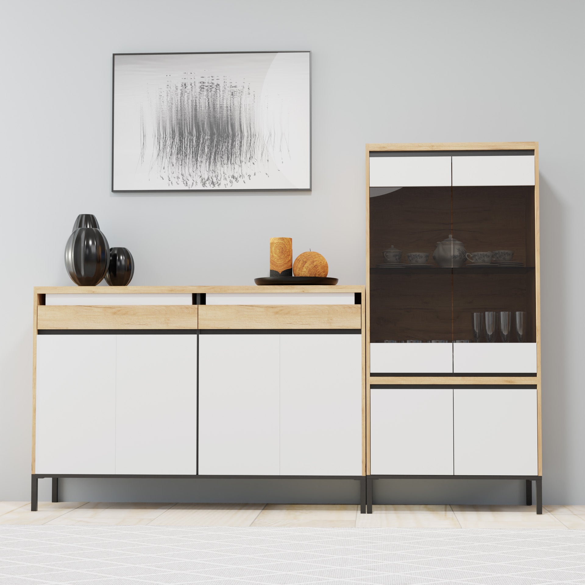 Μπουφές Palmor Χρυσό Δρυς-Λευκό 150x40x101