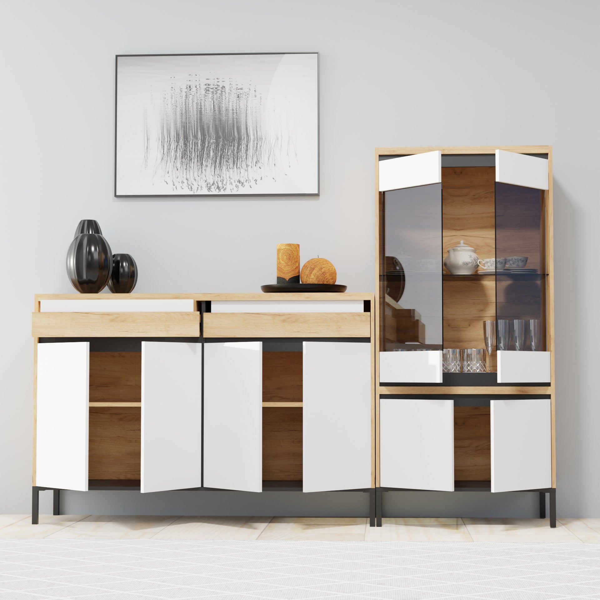 Μπουφές Palmor Χρυσό Δρυς-Λευκό 150x40x101