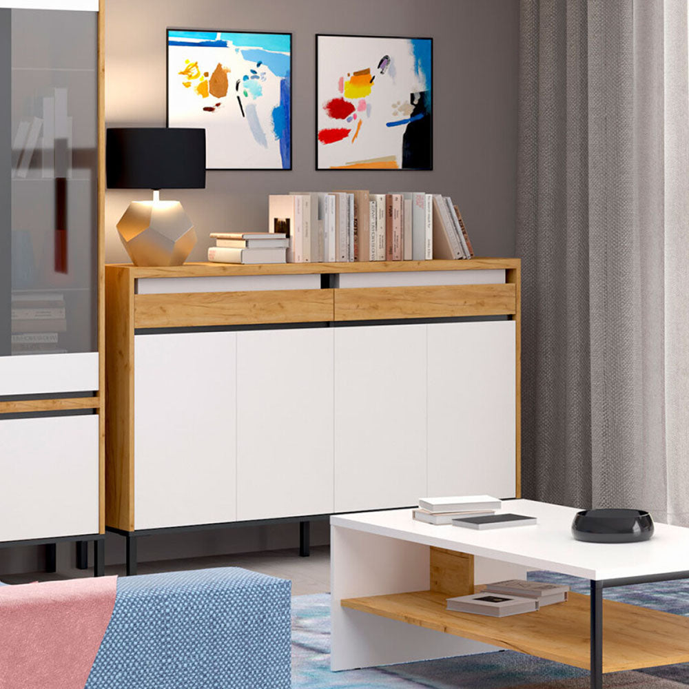 Μπουφές Palmor Χρυσό Δρυς-Λευκό 150x40x101