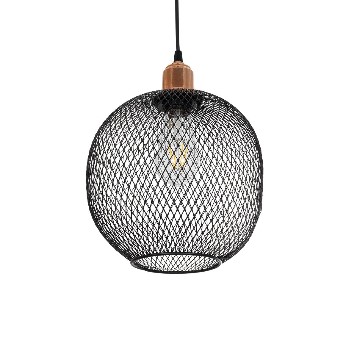 WIRE 203-0004 Μοντέρνο Κρεμαστό Φωτιστικό Οροφής με Ντουί 1 x E27 AC 220-240V IP20 - Μαύρο & Χάλκινο - Μ25 x Π25 x Υ30