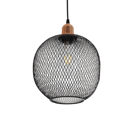 WIRE 203-0004 Μοντέρνο Κρεμαστό Φωτιστικό Οροφής με Ντουί 1 x E27 AC 220-240V IP20 - Μαύρο & Χάλκινο - Μ25 x Π25 x Υ30