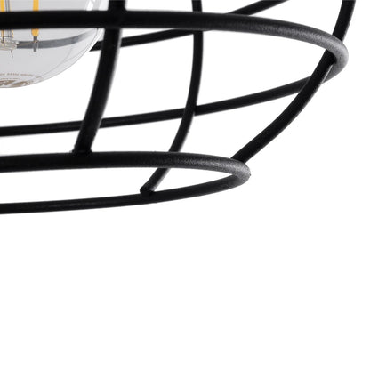 TALAH 203-0008 Vintage Κρεμαστό Φωτιστικό Σχοινί Μονόφωτο 1 x E27 IP20 Μαύρο Μέταλλο με Μπεζ Σχοινί - Μ14 x Π14 x Υ61.5cm