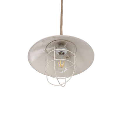 TULUB 203-0010 Vintage Κρεμαστό Φωτιστικό Σχοινί Μονόφωτο 1 x E27 IP20 Λευκό Μέταλο με Μπεζ Σχοινί - Μ31 x Π31 x Υ90cm