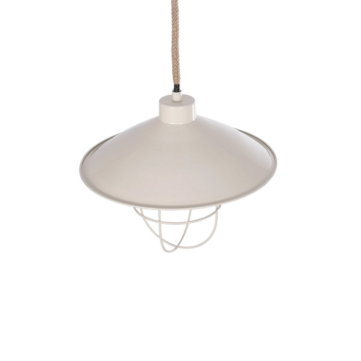 TULUB 203-0010 Vintage Κρεμαστό Φωτιστικό Σχοινί Μονόφωτο 1 x E27 IP20 Λευκό Μέταλο με Μπεζ Σχοινί - Μ31 x Π31 x Υ90cm