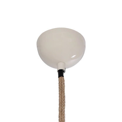 TULUB 203-0010 Vintage Κρεμαστό Φωτιστικό Σχοινί Μονόφωτο 1 x E27 IP20 Λευκό Μέταλο με Μπεζ Σχοινί - Μ31 x Π31 x Υ90cm