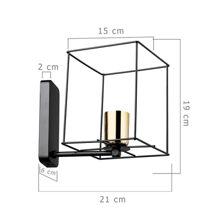 CYRA 203-0012 Μοντέρνο Επιτοίχιο Φωτιστικό Απλίκα Μονόφωτο 1 x E27 IP20 Μαύρο & Χρυσό Μέταλλο - Μ21 x Π21 x Υ19cm