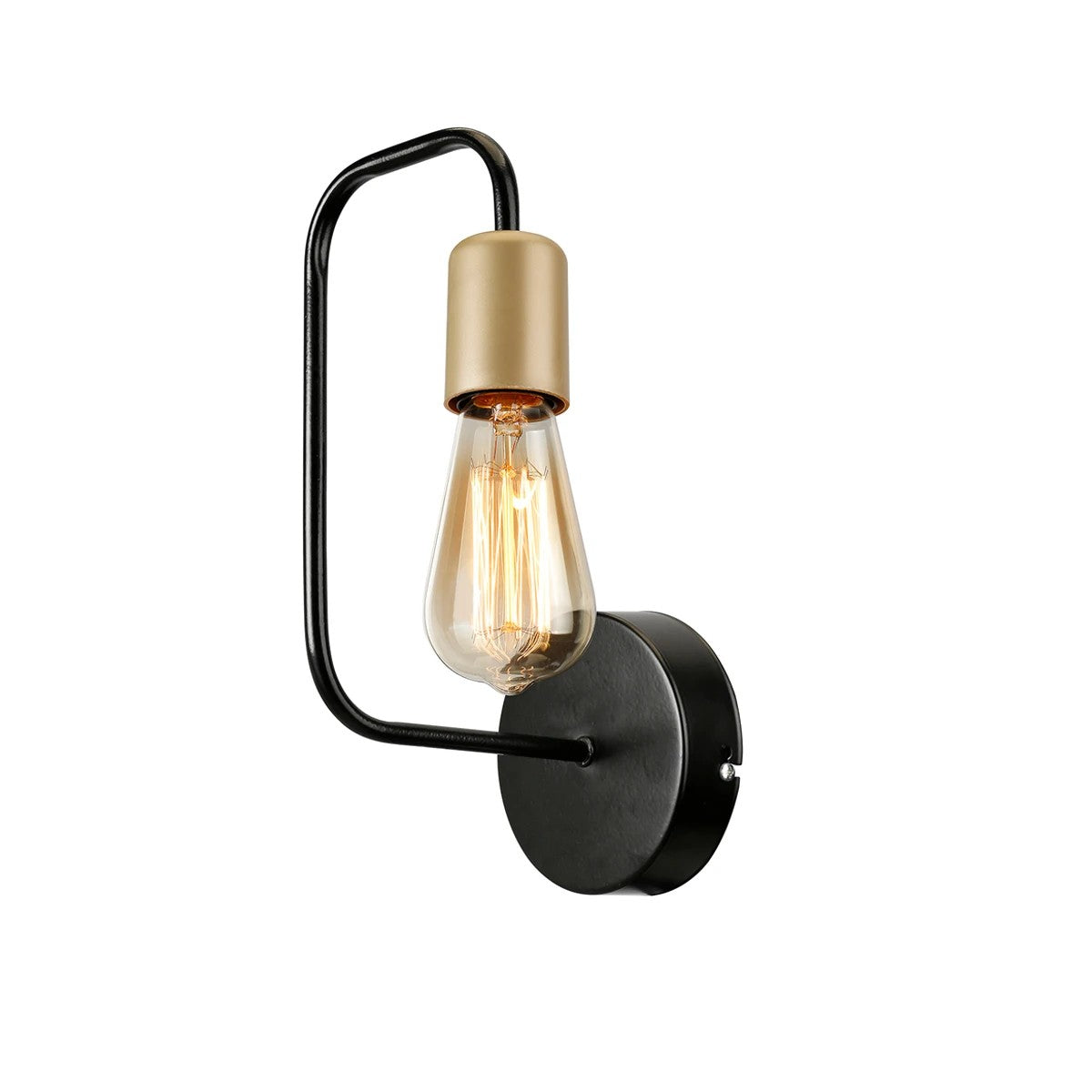 JUNO 203-0013 Μοντέρνο Επιτοίχιο Φωτιστικό Απλίκα Μονόφωτο 1 x E27 IP20 Μαύρο & Χρυσό Μέταλλο - Μ18.5 x Π18.5 x Υ28