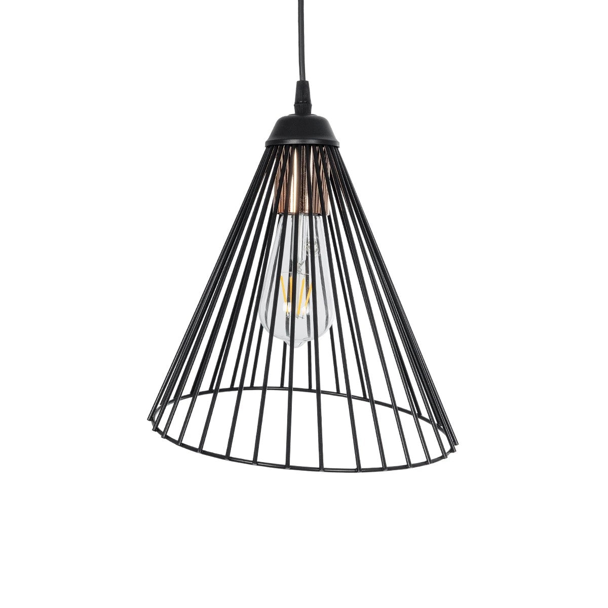 ARCWIRE 203-0015 Μοντέρνο Κρεμαστό Φωτιστικό Πλέγμα Μονόφωτο 1 x E27 IP20 Μαύρο Σύρμα - Μ24 x Π24 x Υ90cm