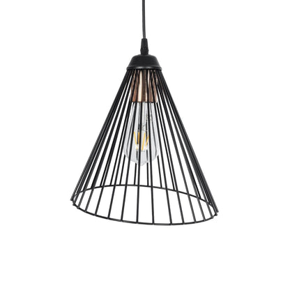 ARCWIRE 203-0015 Μοντέρνο Κρεμαστό Φωτιστικό Πλέγμα Μονόφωτο 1 x E27 IP20 Μαύρο Σύρμα - Μ24 x Π24 x Υ90cm