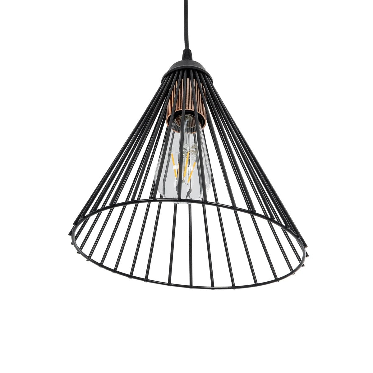 ARCWIRE 203-0015 Μοντέρνο Κρεμαστό Φωτιστικό Πλέγμα Μονόφωτο 1 x E27 IP20 Μαύρο Σύρμα - Μ24 x Π24 x Υ90cm