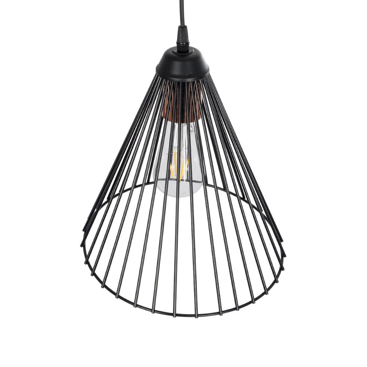 ARCWIRE 203-0015 Μοντέρνο Κρεμαστό Φωτιστικό Πλέγμα Μονόφωτο 1 x E27 IP20 Μαύρο Σύρμα - Μ24 x Π24 x Υ90cm