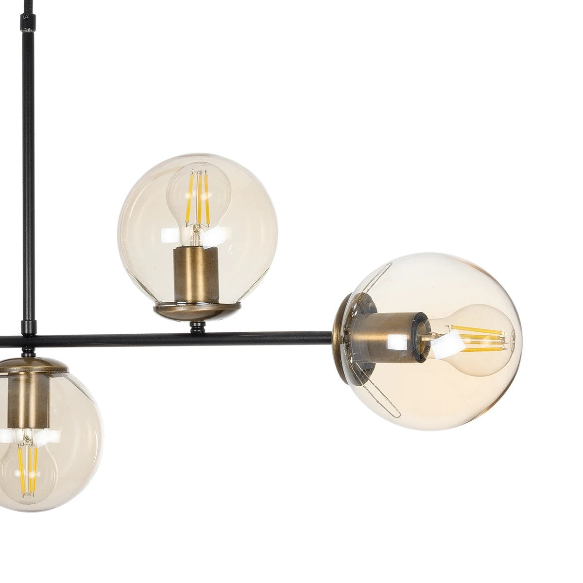 LATTICE 203-0016 Μοντέρνο Φωτιστικό Οροφής Ράγα Πολύφωτο 6 x E27 IP20 Μαύρο & Μπρούτζινο Μέταλλο με Μελί Γυαλί - Μ130 x Π20 x Υ70cm