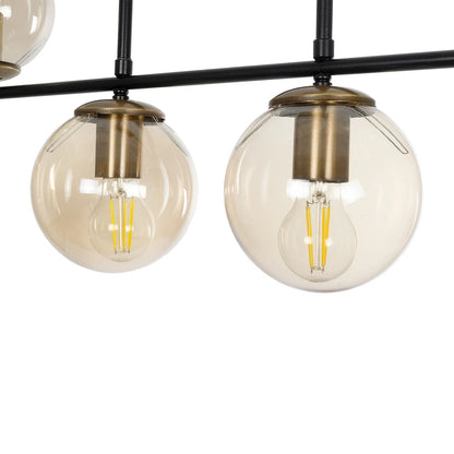 LATTICE 203-0016 Μοντέρνο Φωτιστικό Οροφής Ράγα Πολύφωτο 6 x E27 IP20 Μαύρο & Μπρούτζινο Μέταλλο με Μελί Γυαλί - Μ130 x Π20 x Υ70cm