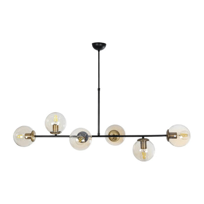 LATTICE 203-0017 Μοντέρνο Φωτιστικό Οροφής Ράγα Πολύφωτο 6 x E27 IP20 Μαύρο & Μπρούτζινο Μέταλλο με Μελί Γυαλί - Μ120 x Π35 x Υ61cm