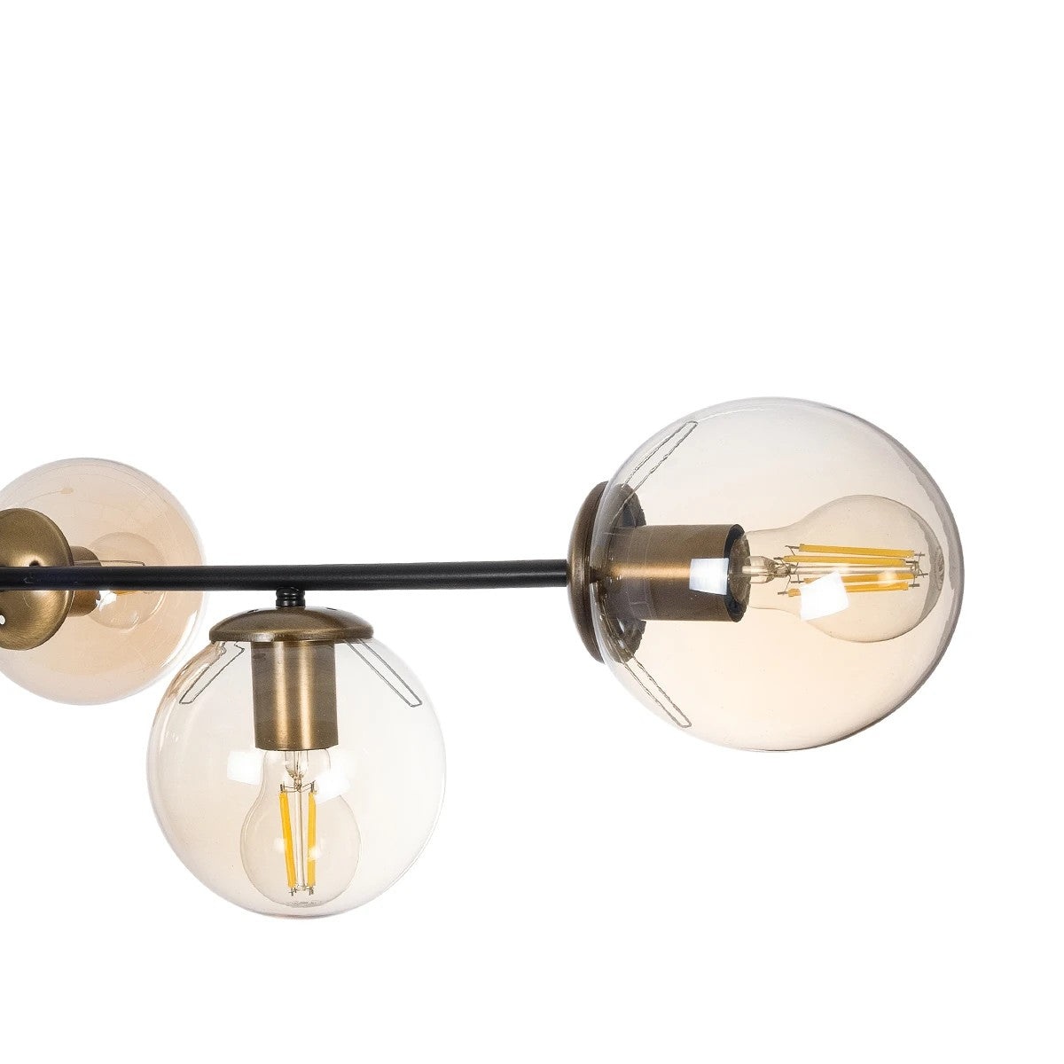 LATTICE 203-0017 Μοντέρνο Φωτιστικό Οροφής Ράγα Πολύφωτο 6 x E27 IP20 Μαύρο & Μπρούτζινο Μέταλλο με Μελί Γυαλί - Μ120 x Π35 x Υ61cm