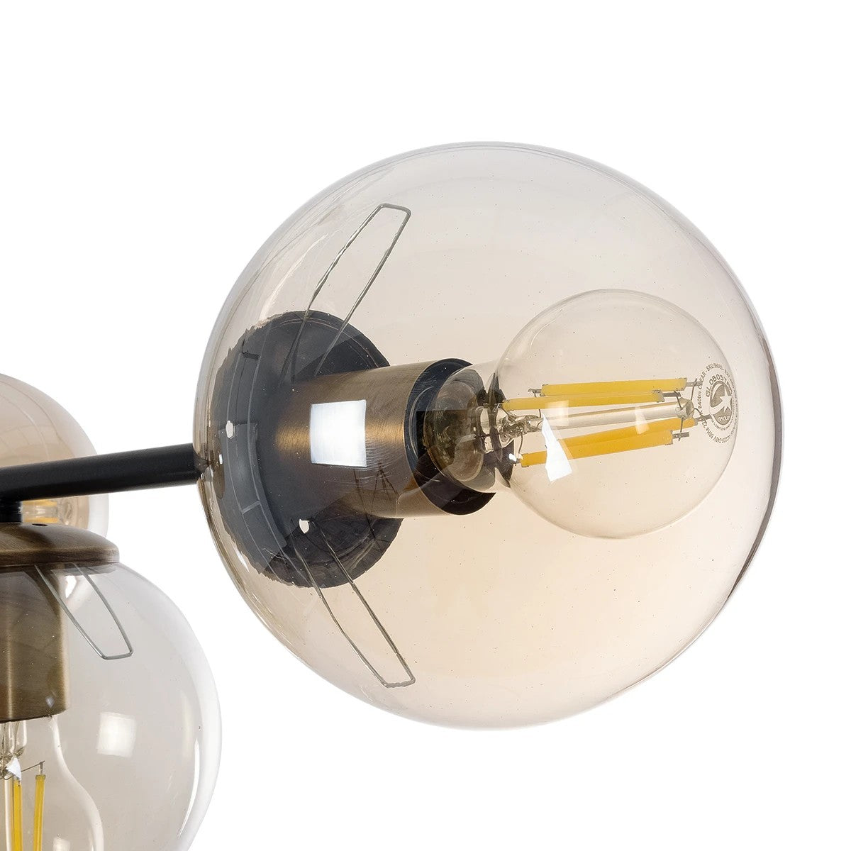 LATTICE 203-0017 Μοντέρνο Φωτιστικό Οροφής Ράγα Πολύφωτο 6 x E27 IP20 Μαύρο & Μπρούτζινο Μέταλλο με Μελί Γυαλί - Μ120 x Π35 x Υ61cm