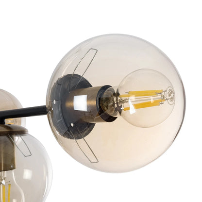 LATTICE 203-0017 Μοντέρνο Φωτιστικό Οροφής Ράγα Πολύφωτο 6 x E27 IP20 Μαύρο & Μπρούτζινο Μέταλλο με Μελί Γυαλί - Μ120 x Π35 x Υ61cm