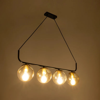 LATTICE 203-0018 Μοντέρνο Φωτιστικό Οροφής Ράγα Πολύφωτο 4 x E27 IP20 Μαύρο & Μπρούτζινο Μέταλλο με Μελί Γυαλί - Μ78 x Π35 x Υ62cm