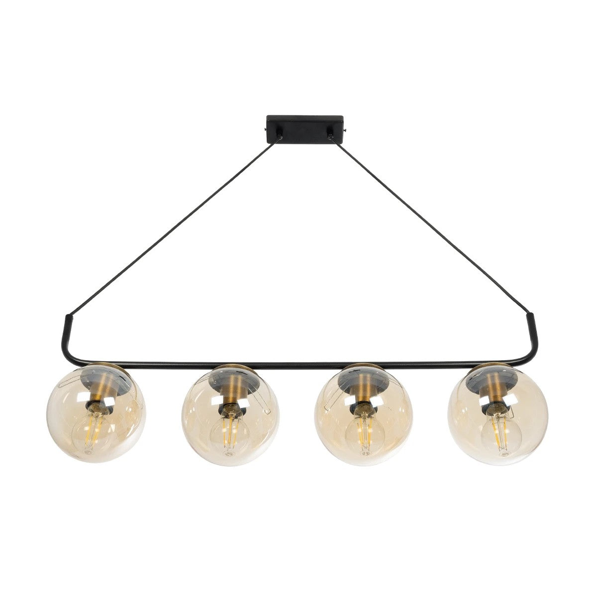LATTICE 203-0018 Μοντέρνο Φωτιστικό Οροφής Ράγα Πολύφωτο 4 x E27 IP20 Μαύρο & Μπρούτζινο Μέταλλο με Μελί Γυαλί - Μ78 x Π35 x Υ62cm