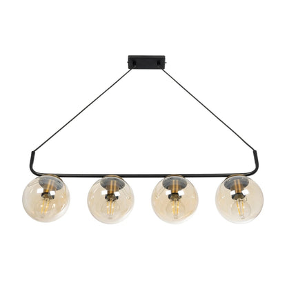 LATTICE 203-0018 Μοντέρνο Φωτιστικό Οροφής Ράγα Πολύφωτο 4 x E27 IP20 Μαύρο & Μπρούτζινο Μέταλλο με Μελί Γυαλί - Μ78 x Π35 x Υ62cm
