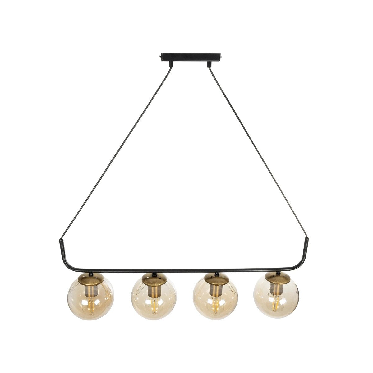 LATTICE 203-0018 Μοντέρνο Φωτιστικό Οροφής Ράγα Πολύφωτο 4 x E27 IP20 Μαύρο & Μπρούτζινο Μέταλλο με Μελί Γυαλί - Μ78 x Π35 x Υ62cm