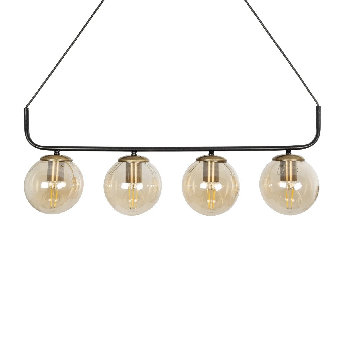 LATTICE 203-0018 Μοντέρνο Φωτιστικό Οροφής Ράγα Πολύφωτο 4 x E27 IP20 Μαύρο & Μπρούτζινο Μέταλλο με Μελί Γυαλί - Μ78 x Π35 x Υ62cm