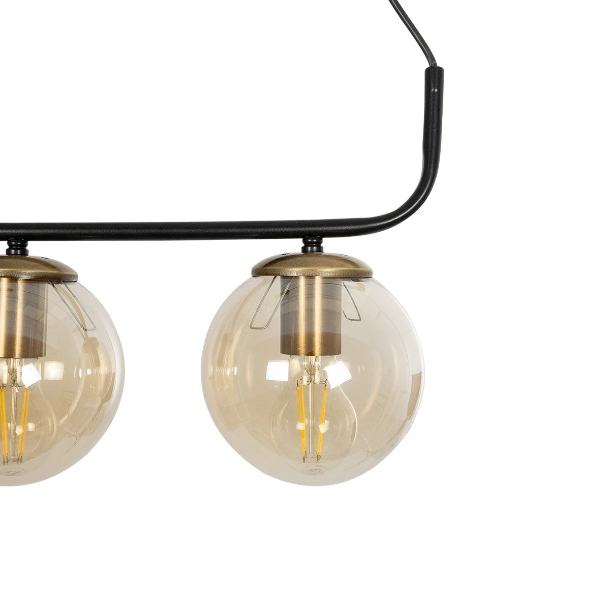 LATTICE 203-0018 Μοντέρνο Φωτιστικό Οροφής Ράγα Πολύφωτο 4 x E27 IP20 Μαύρο & Μπρούτζινο Μέταλλο με Μελί Γυαλί - Μ78 x Π35 x Υ62cm