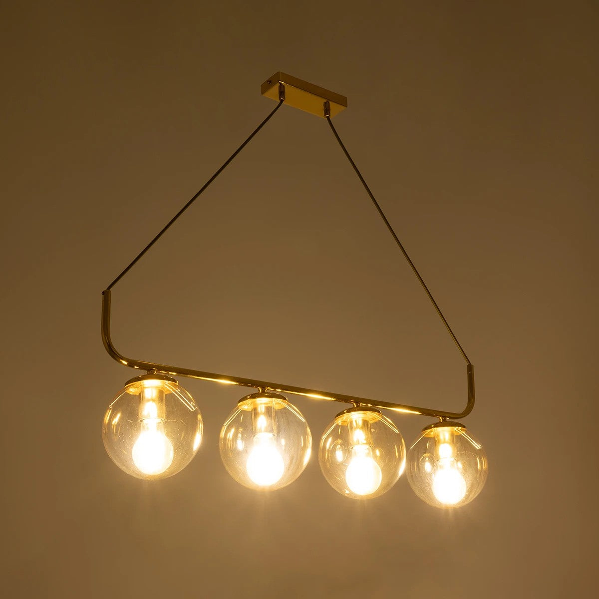 LATTICE 203-0019 Μοντέρνο Φωτιστικό Οροφής Ράγα Πολύφωτο 4 x E27 IP20 Χρυσό Μέταλλο με Μελί Γυαλί - Μ78 x Π35 x Υ62cm