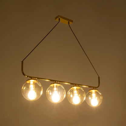 LATTICE 203-0019 Μοντέρνο Φωτιστικό Οροφής Ράγα Πολύφωτο 4 x E27 IP20 Χρυσό Μέταλλο με Μελί Γυαλί - Μ78 x Π35 x Υ62cm