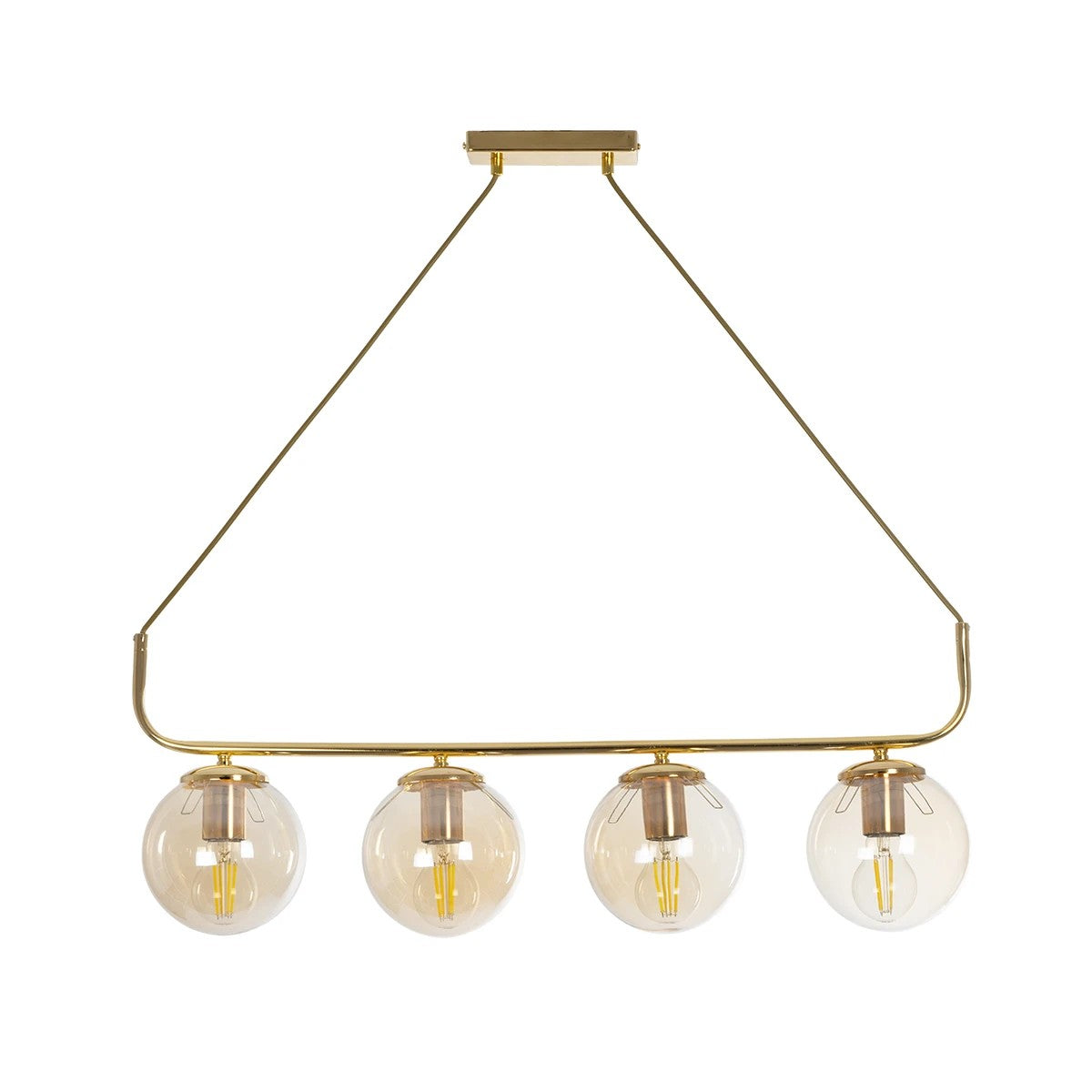 LATTICE 203-0019 Μοντέρνο Φωτιστικό Οροφής Ράγα Πολύφωτο 4 x E27 IP20 Χρυσό Μέταλλο με Μελί Γυαλί - Μ78 x Π35 x Υ62cm
