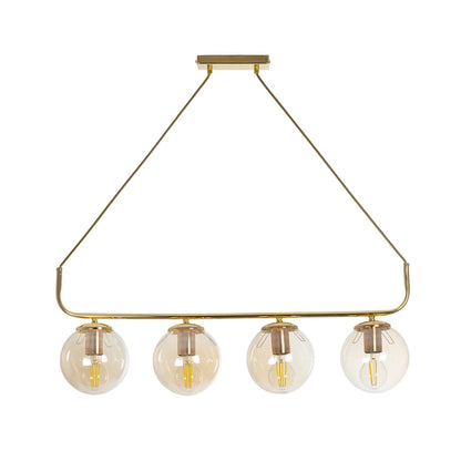LATTICE 203-0019 Μοντέρνο Φωτιστικό Οροφής Ράγα Πολύφωτο 4 x E27 IP20 Χρυσό Μέταλλο με Μελί Γυαλί - Μ78 x Π35 x Υ62cm