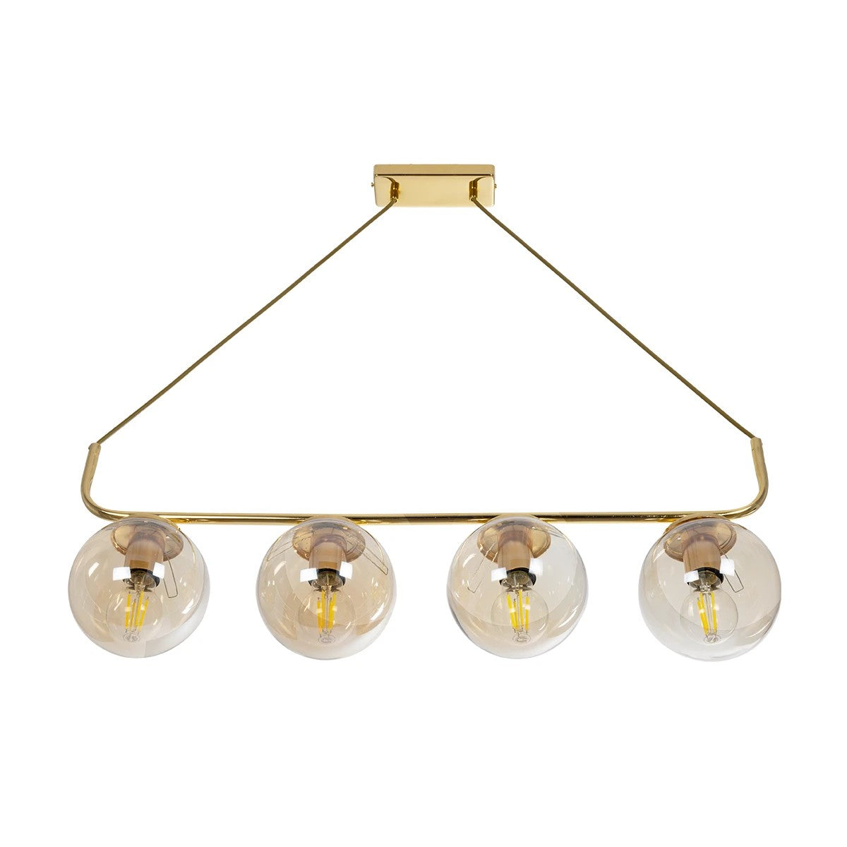 LATTICE 203-0019 Μοντέρνο Φωτιστικό Οροφής Ράγα Πολύφωτο 4 x E27 IP20 Χρυσό Μέταλλο με Μελί Γυαλί - Μ78 x Π35 x Υ62cm