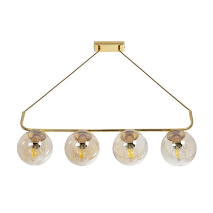 LATTICE 203-0019 Μοντέρνο Φωτιστικό Οροφής Ράγα Πολύφωτο 4 x E27 IP20 Χρυσό Μέταλλο με Μελί Γυαλί - Μ78 x Π35 x Υ62cm