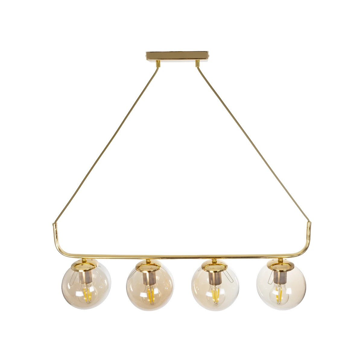 LATTICE 203-0019 Μοντέρνο Φωτιστικό Οροφής Ράγα Πολύφωτο 4 x E27 IP20 Χρυσό Μέταλλο με Μελί Γυαλί - Μ78 x Π35 x Υ62cm