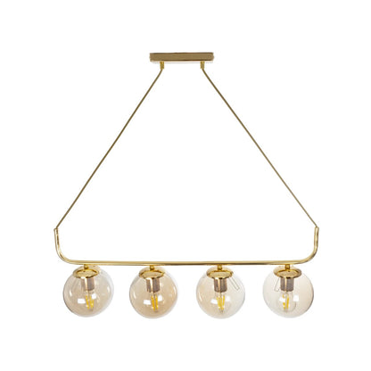 LATTICE 203-0019 Μοντέρνο Φωτιστικό Οροφής Ράγα Πολύφωτο 4 x E27 IP20 Χρυσό Μέταλλο με Μελί Γυαλί - Μ78 x Π35 x Υ62cm