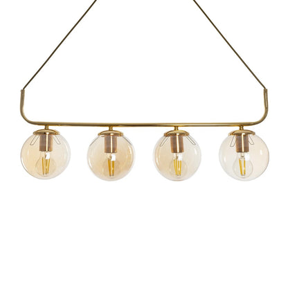 LATTICE 203-0019 Μοντέρνο Φωτιστικό Οροφής Ράγα Πολύφωτο 4 x E27 IP20 Χρυσό Μέταλλο με Μελί Γυαλί - Μ78 x Π35 x Υ62cm