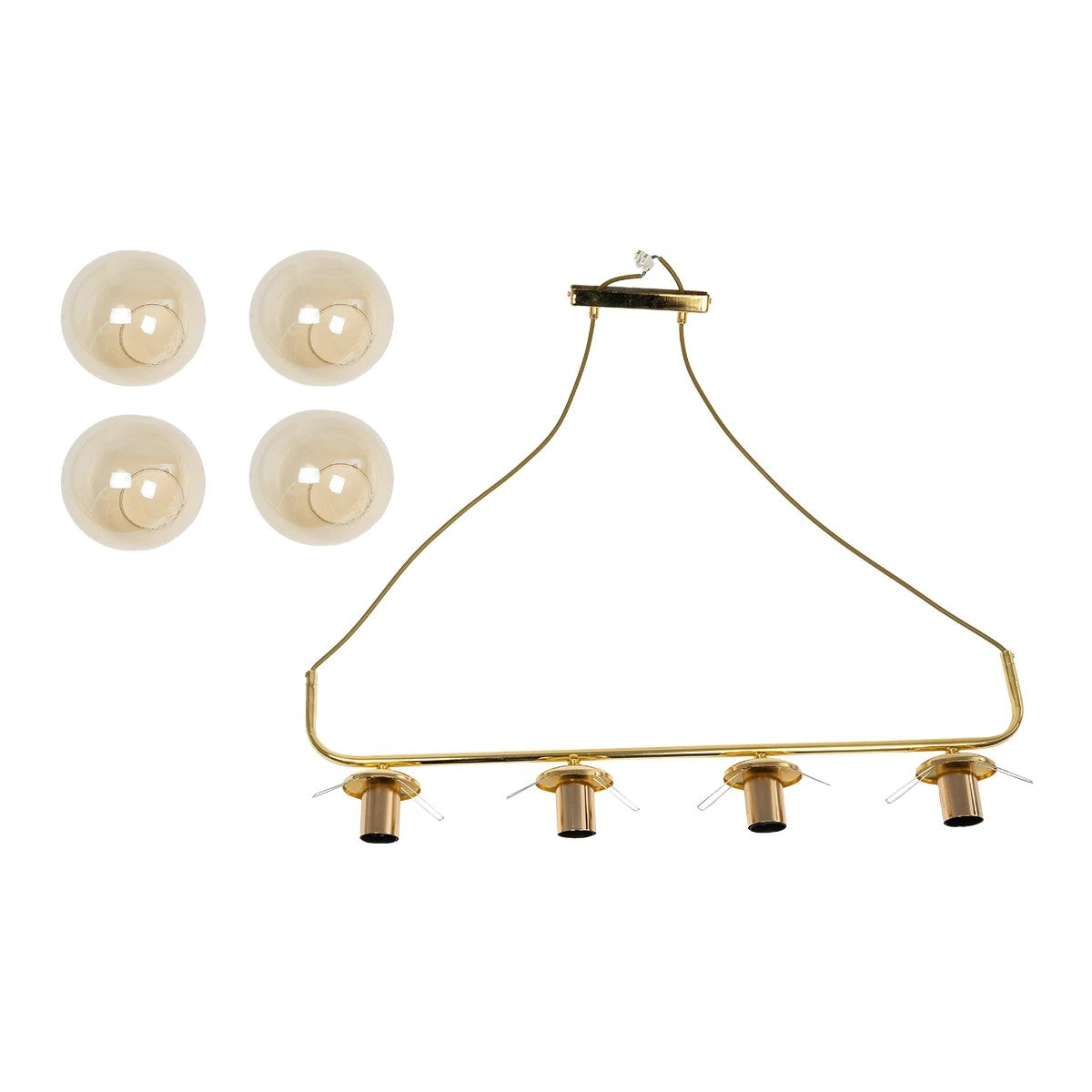LATTICE 203-0019 Μοντέρνο Φωτιστικό Οροφής Ράγα Πολύφωτο 4 x E27 IP20 Χρυσό Μέταλλο με Μελί Γυαλί - Μ78 x Π35 x Υ62cm