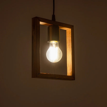 EDISON 203-0020 Vintage Κρεμαστό Φωτιστικό Ανάρτηση Μονόφωτο 1 x E27 IP20 Μπεζ Ξύλο - Μ18.5 x Π18.5 x Υ66cm