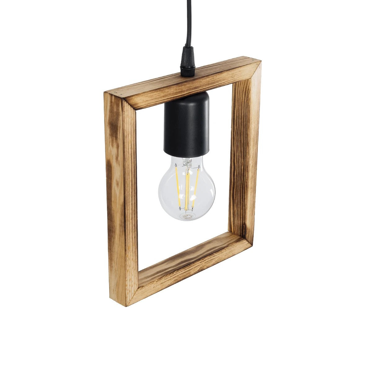 EDISON 203-0020 Vintage Κρεμαστό Φωτιστικό Ανάρτηση Μονόφωτο 1 x E27 IP20 Μπεζ Ξύλο - Μ18.5 x Π18.5 x Υ66cm