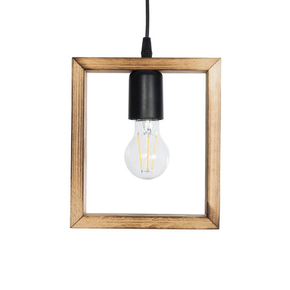 EDISON 203-0020 Vintage Κρεμαστό Φωτιστικό Ανάρτηση Μονόφωτο 1 x E27 IP20 Μπεζ Ξύλο - Μ18.5 x Π18.5 x Υ66cm