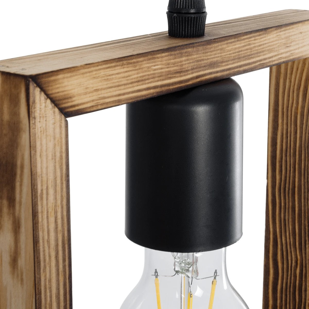 EDISON 203-0020 Vintage Κρεμαστό Φωτιστικό Ανάρτηση Μονόφωτο 1 x E27 IP20 Μπεζ Ξύλο - Μ18.5 x Π18.5 x Υ66cm