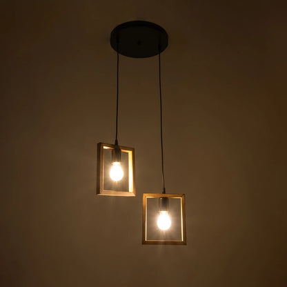 EDISON 203-0021 Vintage Κρεμαστό Φωτιστικό Οροφής με Ντουί 2 x E27 AC 220-240V IP20 - Μπεζ & Μαύρο - Μ40 x Π20 x Υ45