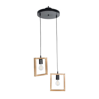 EDISON 203-0021 Vintage Κρεμαστό Φωτιστικό Οροφής με Ντουί 2 x E27 AC 220-240V IP20 - Μπεζ & Μαύρο - Μ40 x Π20 x Υ45