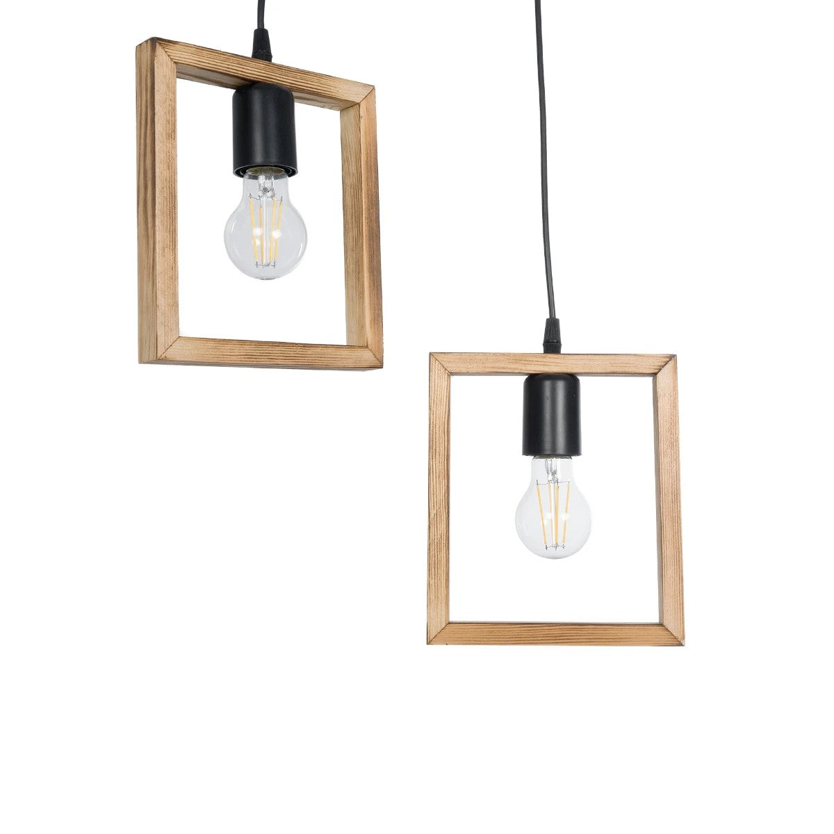 EDISON 203-0021 Vintage Κρεμαστό Φωτιστικό Οροφής με Ντουί 2 x E27 AC 220-240V IP20 - Μπεζ & Μαύρο - Μ40 x Π20 x Υ45