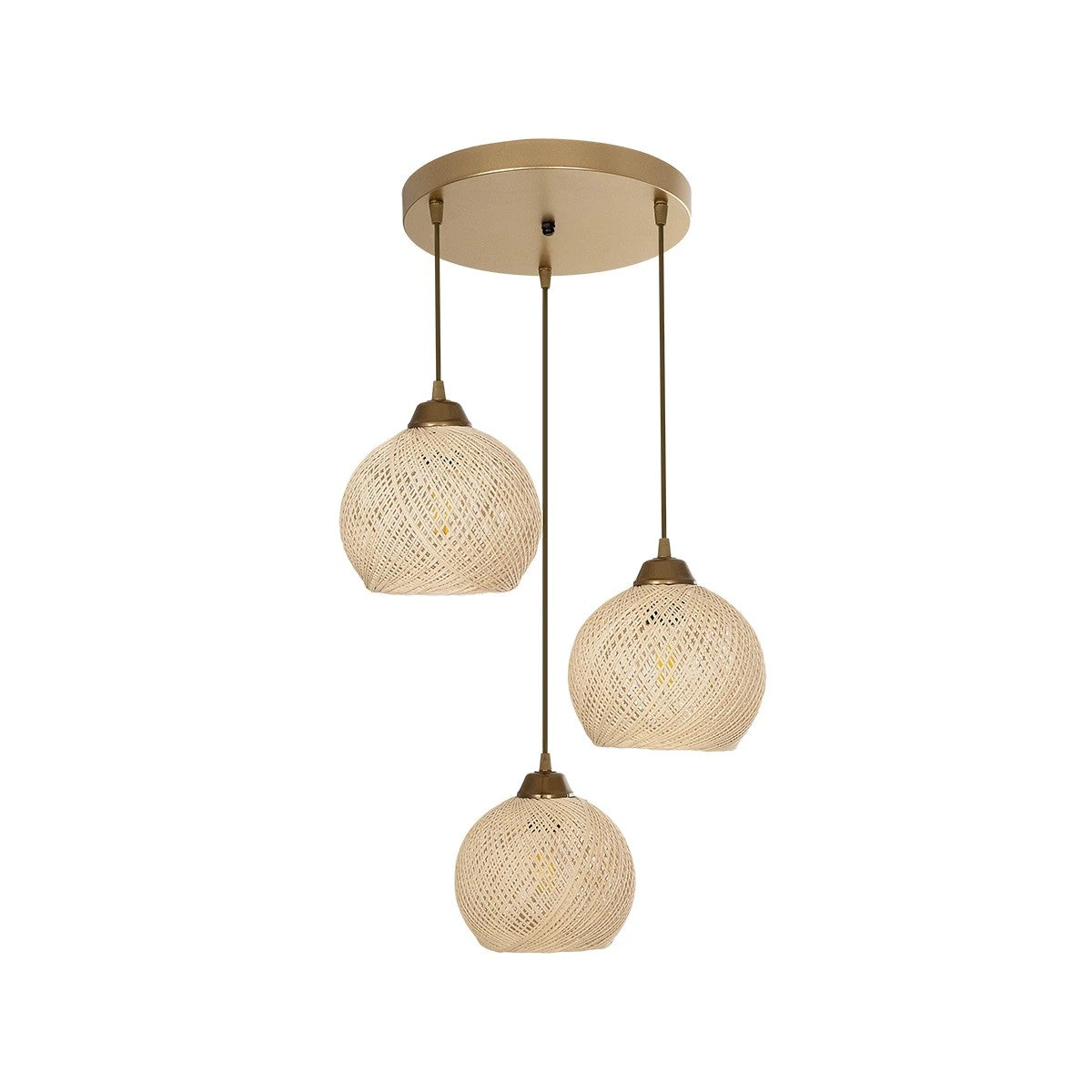 YASAM 203-0024 Vintage Κρεμαστό Φωτιστικό Οροφής με Ντουί 3 x E27 AC 220-240V IP20 - Μπεζ & Χρυσό - Μ42 x Π42 x Υ54