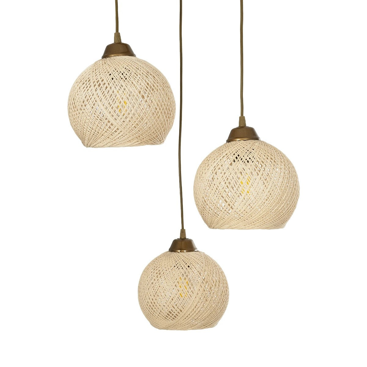 YASAM 203-0024 Vintage Κρεμαστό Φωτιστικό Οροφής με Ντουί 3 x E27 AC 220-240V IP20 - Μπεζ & Χρυσό - Μ42 x Π42 x Υ54