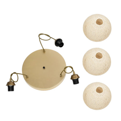 YASAM 203-0024 Vintage Κρεμαστό Φωτιστικό Οροφής με Ντουί 3 x E27 AC 220-240V IP20 - Μπεζ & Χρυσό - Μ42 x Π42 x Υ54
