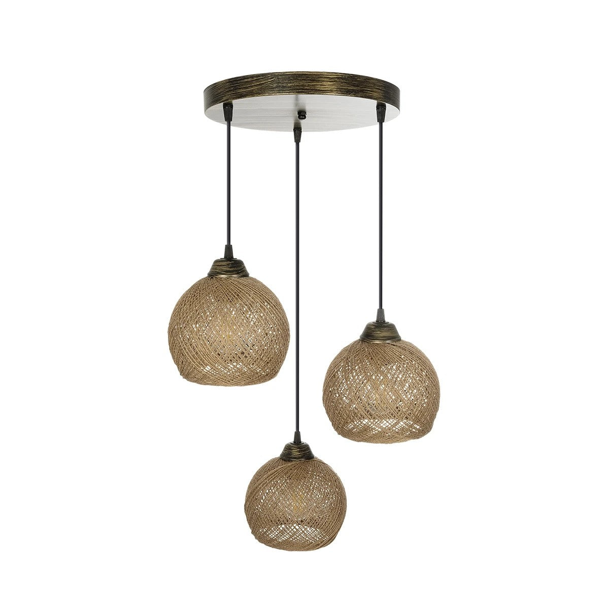 YASAM 203-0025 Vintage Κρεμαστό Φωτιστικό Οροφής με Ντουί 3 x E27 AC 220-240V IP20 - Καφέ - Μ42 x Π42 x Υ54