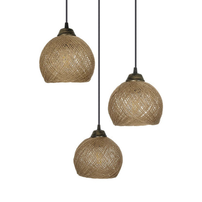 YASAM 203-0025 Vintage Κρεμαστό Φωτιστικό Οροφής με Ντουί 3 x E27 AC 220-240V IP20 - Καφέ - Μ42 x Π42 x Υ54