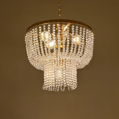 CRYSTAL 203-0028 Κλασικό Κρεμαστό Φωτιστικό Κρύσταλλα Τετράφωτο 4 x E27 IP20 Χρυσό Μέταλλο με Διάφανο Κρύσταλλο - Μ40 x Π44 x Υ73cm